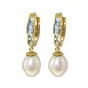 Image 1 : Genuine 9.3 ctw Aquamarine & Pearl Earrings 14KT Yellow Gold - REF-45W7Y
