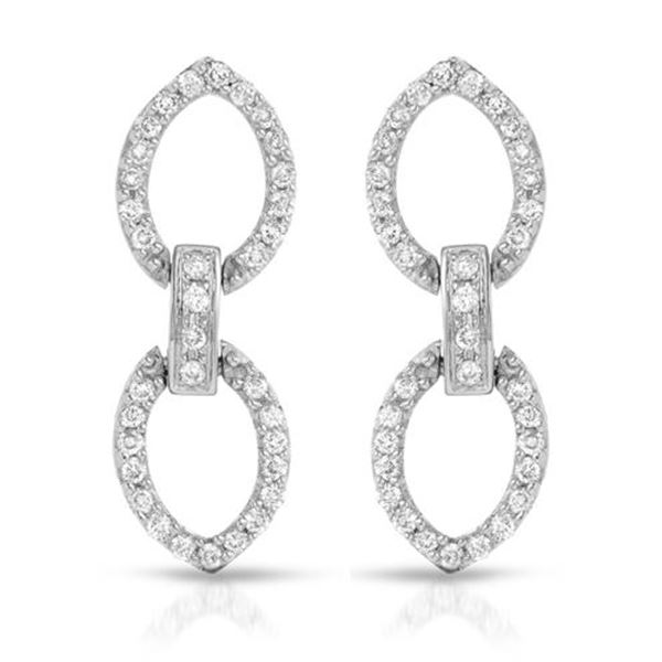 Natural 0.49 CTW Diamond Earrings 18K White Gold - REF-83K7R