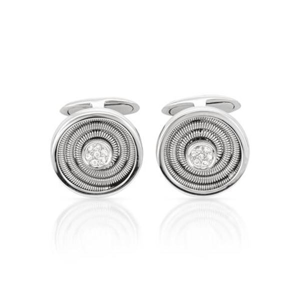 Natural 0.13 CTW Diamond Cuff Links 14K White Gold - REF-110K7R