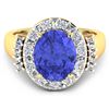 Image 3 : Natural 4.58 CTW Tanzanite & Diamond Ring 14K Yellow Gold - REF-156T2H