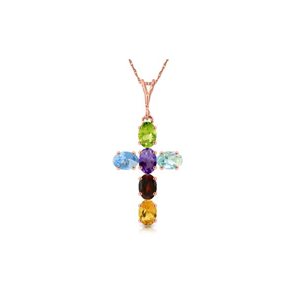 Genuine 1.50 ctw Multi-gemstone Necklace 14KT Rose Gold - REF-32Z8N