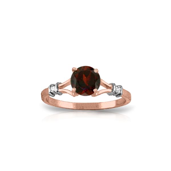 Genuine 1.07 ctw Garnet & Diamond Ring 14KT Rose Gold - REF-27H8X