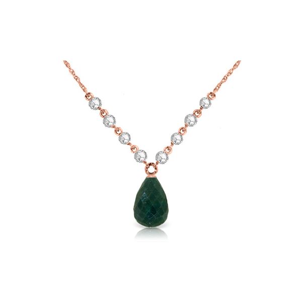 Genuine 15.6 ctw Green Sapphire Corundum & Diamond Necklace 14KT Rose Gold - REF-139Y8F