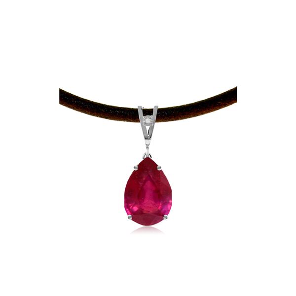 Genuine 5.01 ctw Ruby & Diamond Necklace 14KT White Gold - REF-59Z8N