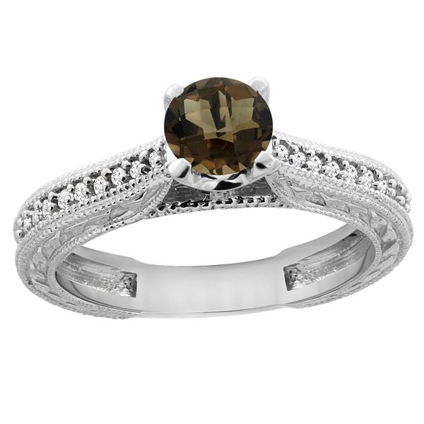 0.71 CTW Quartz & Diamond Ring 14K White Gold - REF-53M2A