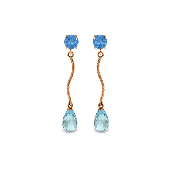 Genuine 4.3 ctw Blue Topaz Earrings 14KT Rose Gold - REF-23X5M