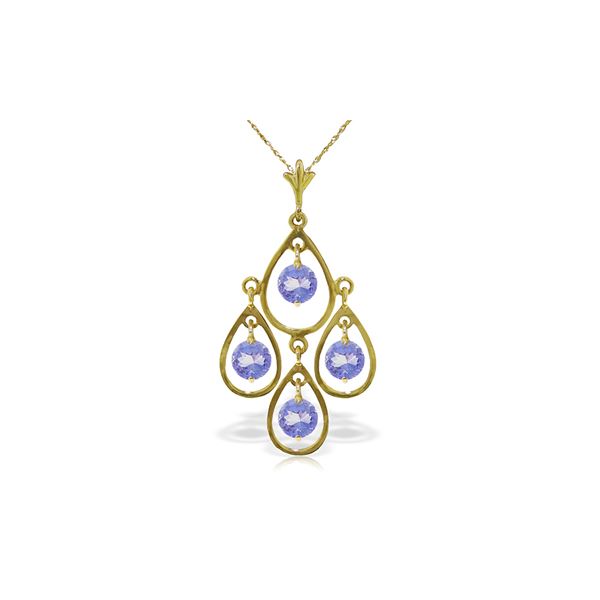 Genuine 1.20 ctw Tanzanite Necklace 14KT Yellow Gold - REF-40M7T