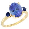 Image 1 : 2.63 CTW Tanzanite & Blue Sapphire Ring 10K Yellow Gold - REF-57X2M