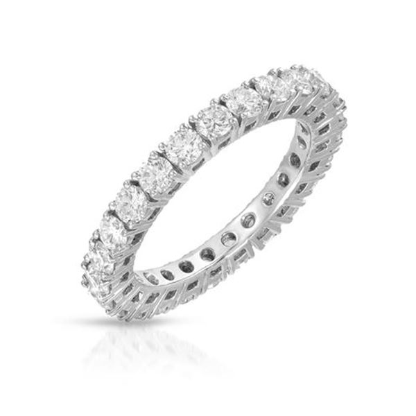 Natural 2.12 CTW Diamond Band Ring 14K White Gold - REF-231F3M
