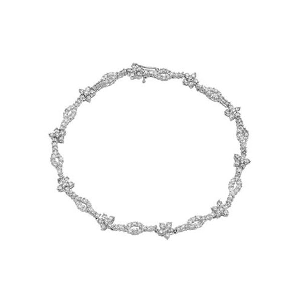 Natural 2.83 CTW Diamond & Brown Round Diamond Bracelet 14K White Gold - REF-131F4M