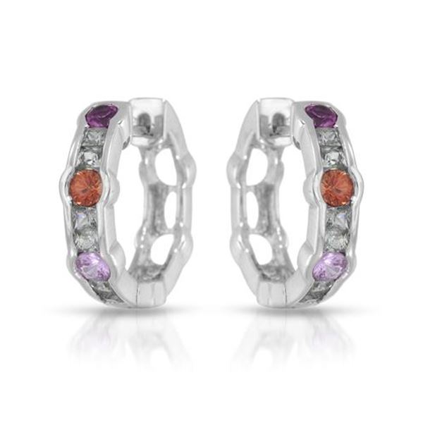 Natural 1.52 CTW Multi-Sapphire Earring 14K White Gold - REF-54W2H