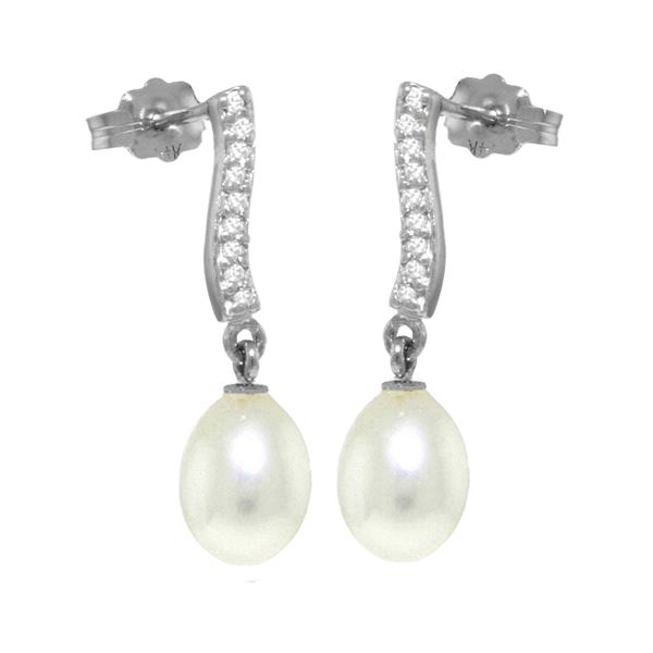 Genuine 8.28 ctw Pearl & Diamond Earrings 14KT White Gold - REF-43T3A