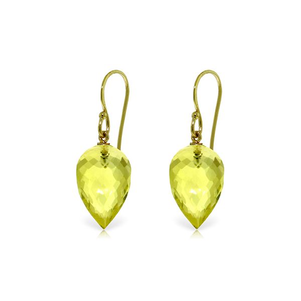 Genuine 18 ctw Quartz Lemon Earrings 14KT Yellow Gold - REF-22M2T