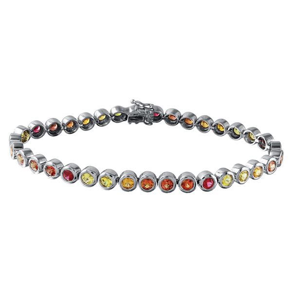 Natural 6.17 CTW Multi-Sapphire & Bracelet 14K White Gold - REF-159N3Y