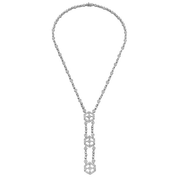 Natural 5.31 CTW Diamond Necklace 14K White Gold - REF-478T8X