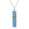 Image 1 : Natural 6.17 CTW Turquoise & Diamond Necklace 14K White Gold - REF-61N2Y