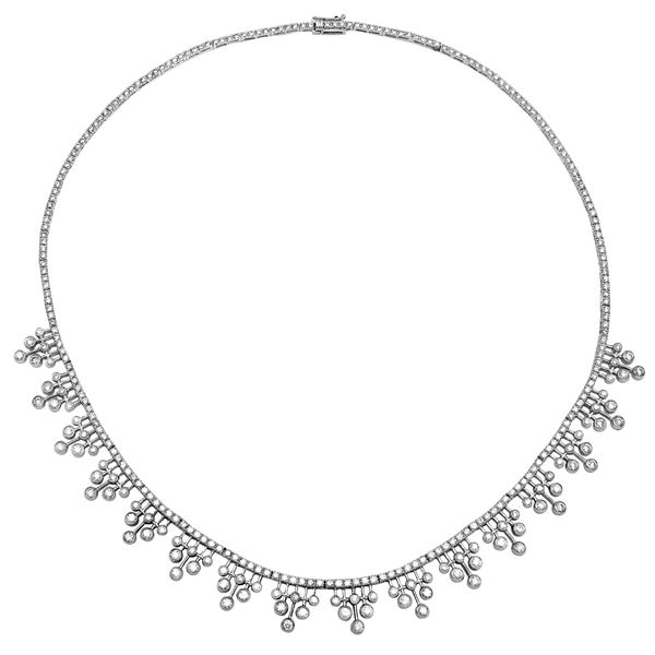 Natural 6.13 CTW Diamond Necklace 18K White Gold - REF-737T3X