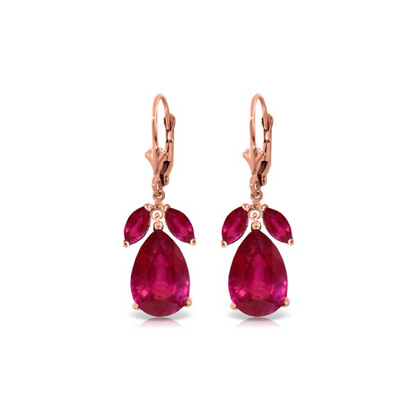 Genuine 11 ctw Ruby Earrings 14KT Rose Gold - REF-97K2V