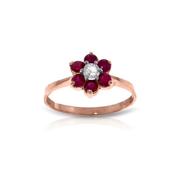 Genuine 0.50 ctw Ruby & Diamond Ring 14KT Rose Gold - REF-42A2K