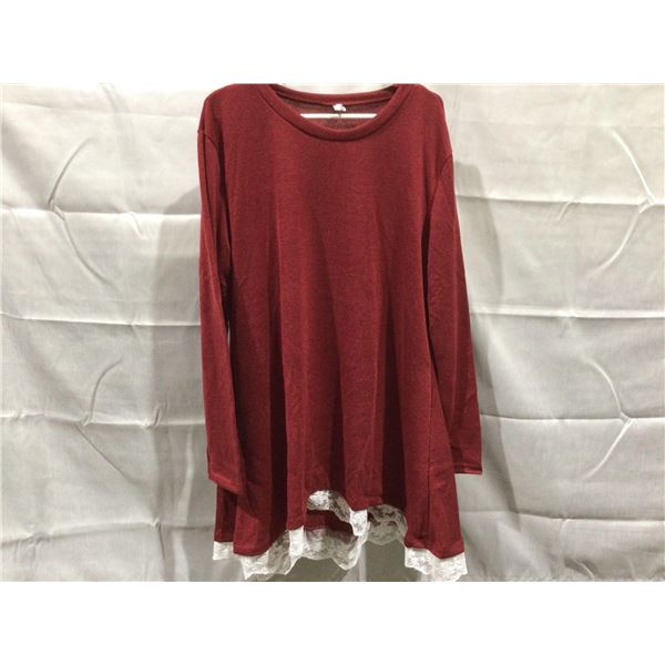Bliss Ladies Red Top with Lace (2xl)