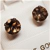 Image 1 : 10K White Gold Smokey Quartz(1.4ct) Earrings (~weight 0.8g), Made in Canada, Suggested Retail Value 