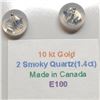 Image 4 : 10K White Gold Smokey Quartz(1.4ct) Earrings (~weight 0.8g), Made in Canada, Suggested Retail Value 