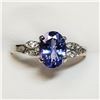 Image 1 : 10K White Gold Tanzanite(1.1ct) Diamond(0.04ct) Claw Set, 1 Oval Mix Cut Tanzanite, 4 Diamonds(Si, G