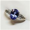 Image 2 : 10K White Gold Tanzanite(1.1ct) Diamond(0.04ct) Claw Set, 1 Oval Mix Cut Tanzanite, 4 Diamonds(Si, G