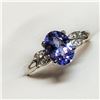 Image 3 : 10K White Gold Tanzanite(1.1ct) Diamond(0.04ct) Claw Set, 1 Oval Mix Cut Tanzanite, 4 Diamonds(Si, G