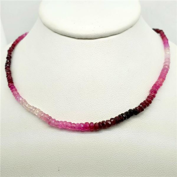 10K White Gold Ruby And White Sapphire(17.52ct) 10K White Gold Fish Hook Clasp, Hand Assembled 219 B