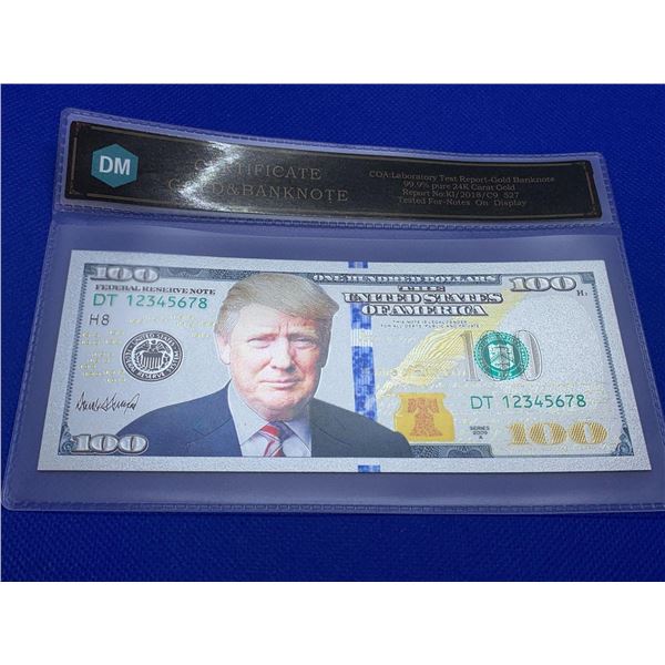 USA Donald Trump Commemorative 100 24K Carat Gold & .999 silver Federal Reserve Note