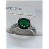 Image 1 : Ladies 1.0 Carat emerald Style Round Cut Gemstone Ring Size 7.5