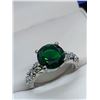 Image 2 : Ladies 1.0 Carat emerald Style Round Cut Gemstone Ring Size 7.5