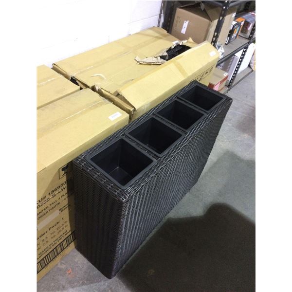 Wicker 4-Plant Tall Planter - Model: MK-20209-B-LW