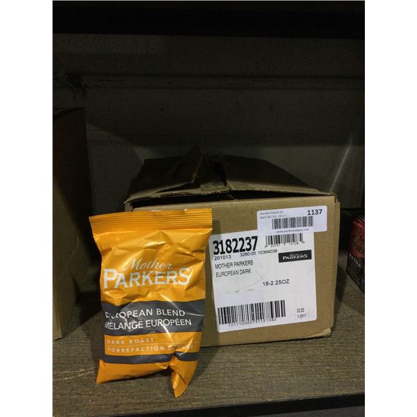 Case of Mother Parkers European Blend Dark Roast Ground Coffee (~Approx 18 x 2.25oz)