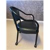 Image 2 : Black Vinyl Restaurant Arm Chair with castors -pre owned