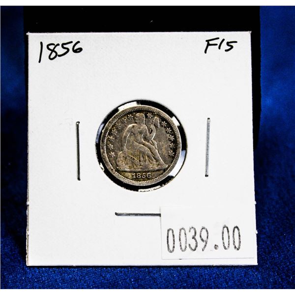 1856 USA SEATED LIBERTY SILVER DIME. SMALL DATE