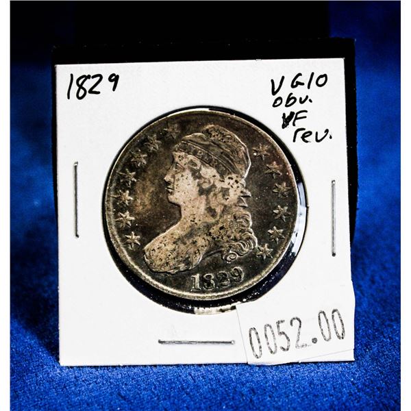1829 USA CAPPED BUST SILVER 50 CENT COIN