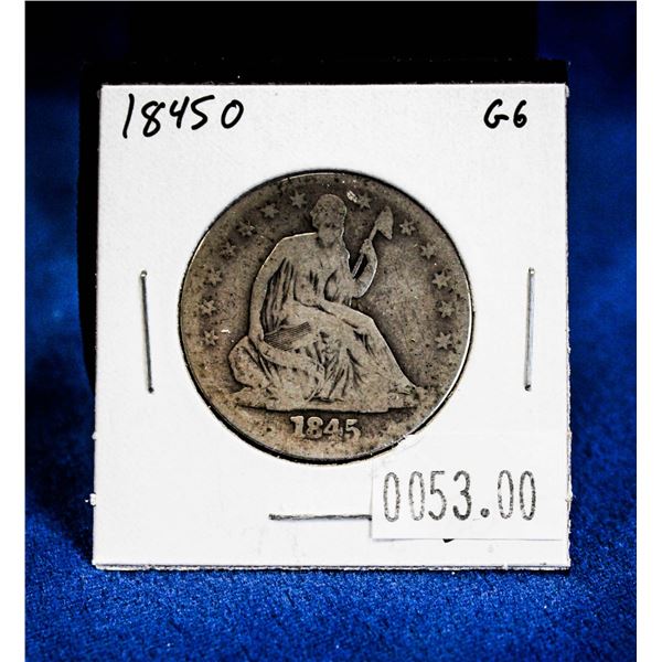 1845O SEATED LIBERTY USA SILVER 50 CENT COIN