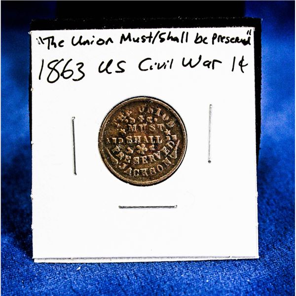 1863 USA CIVIL WAR 1 CENT "OUR UNION" ISSUE