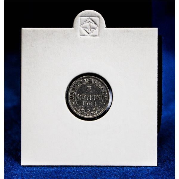 1904 NEWFOUNDLAND EDWARDIAN SILVER 5 CENT