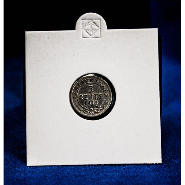 1912 GEORGE V SILVER NEWFOUNDLAND 5 CENT