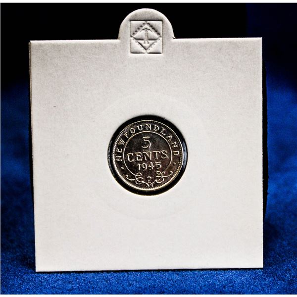 1945 NEWFOUNDLAND SILVER 5 CENT GEORGE VI