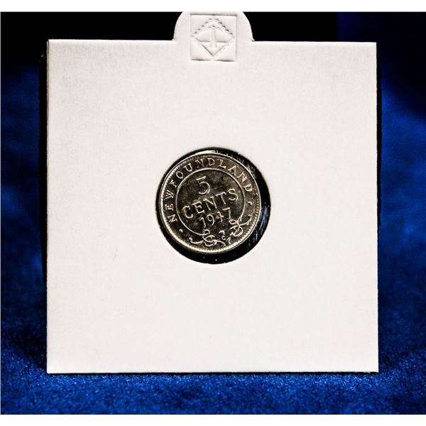 SEMI-KEY DATE NEWFOUNDLAND SILVER 5 CENT