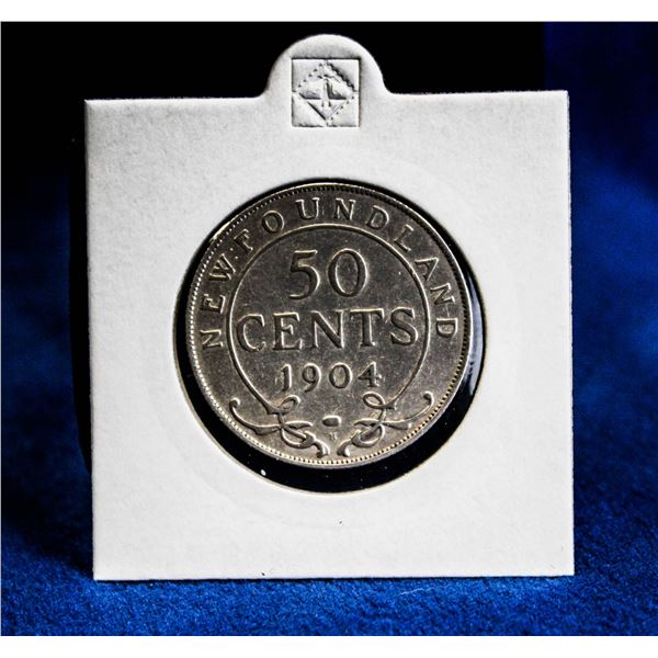 1904H NEWFOUNDLAND SILVER 50 CENT COIN