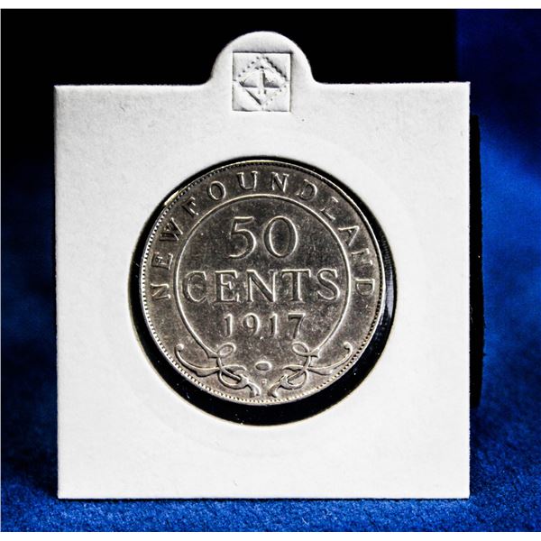 1917 GEORGE V NEWFOUNDLAND SILVER 50 CENT