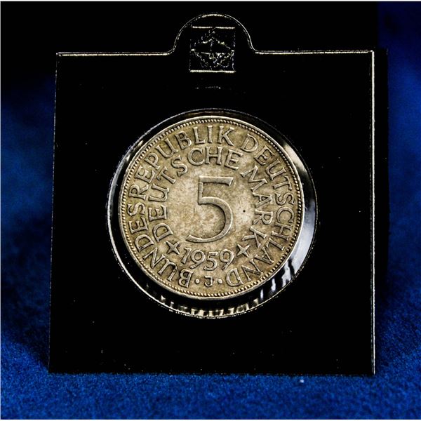 1959J LOW MINTAGE GERMAN SILVER 5 MARK COIN