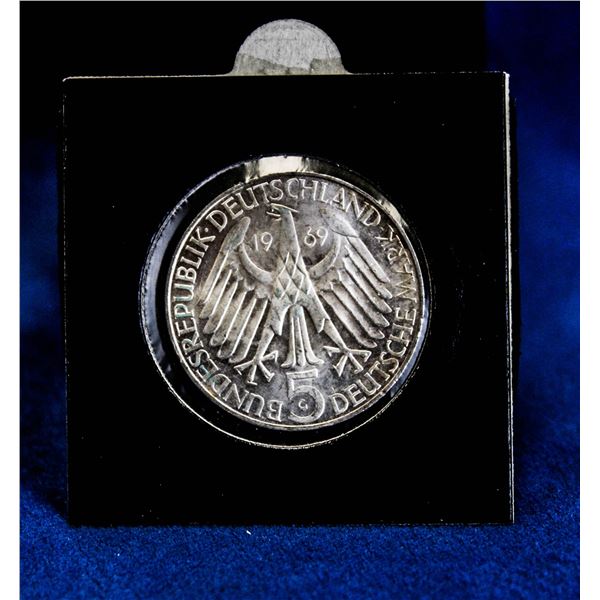1969G GERMANY SILVER 5 MARK COMMEMORATIVE