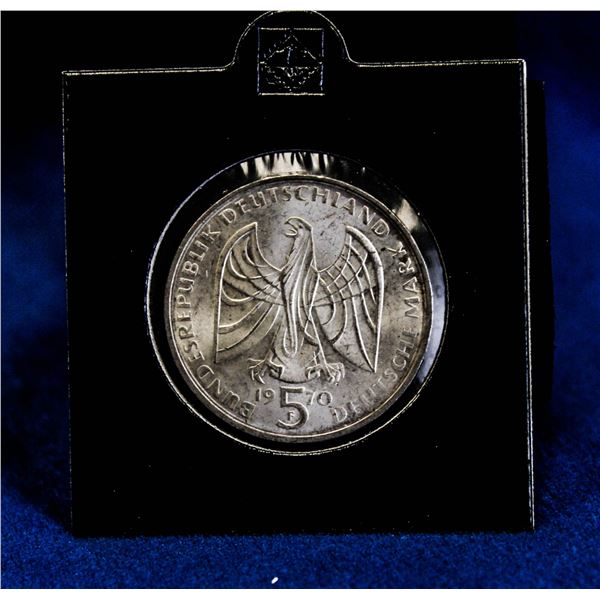 1970F BEETHOVEN SILVER 5 MARK COMMEMORATIVE