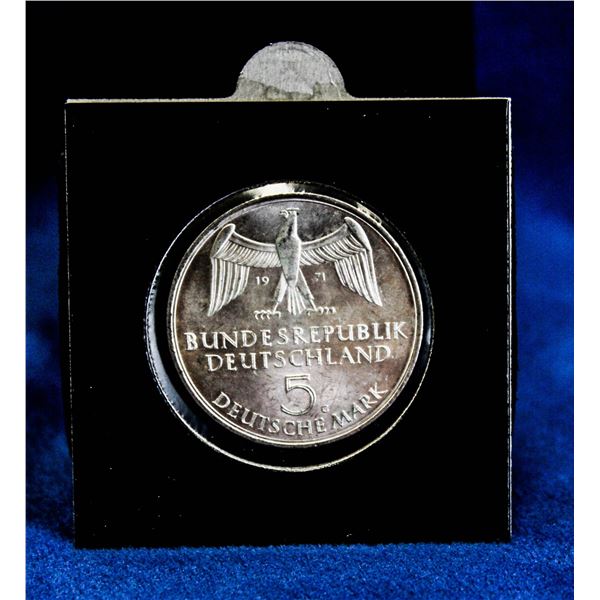 1971G GERMANY SILVER 5 MARK COMMEMORATIVE